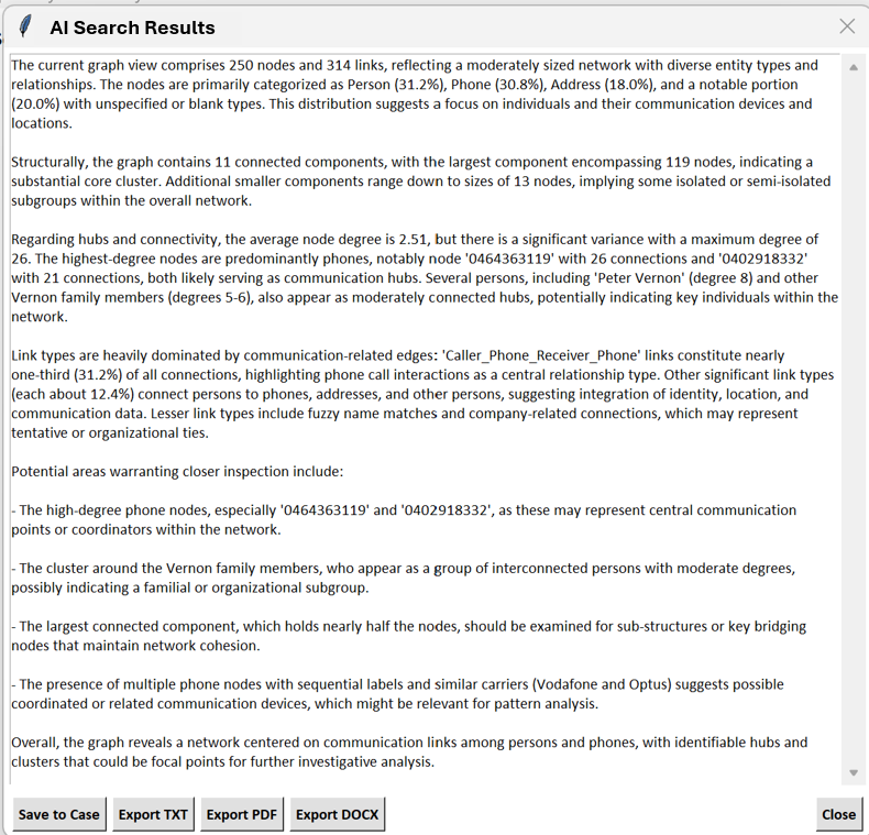 AI Search Results generated from the Work Bench Graphmap